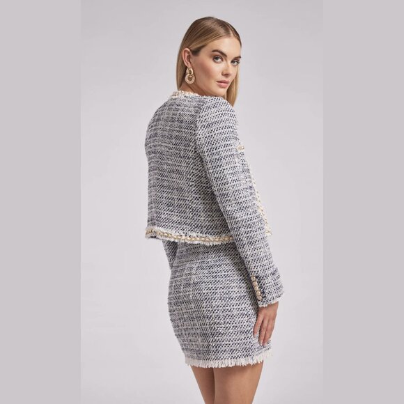 NEW Generation Love Sizes M, XL Women's Serena Tweed Jacket - White Indigo - Picture 3 of 5